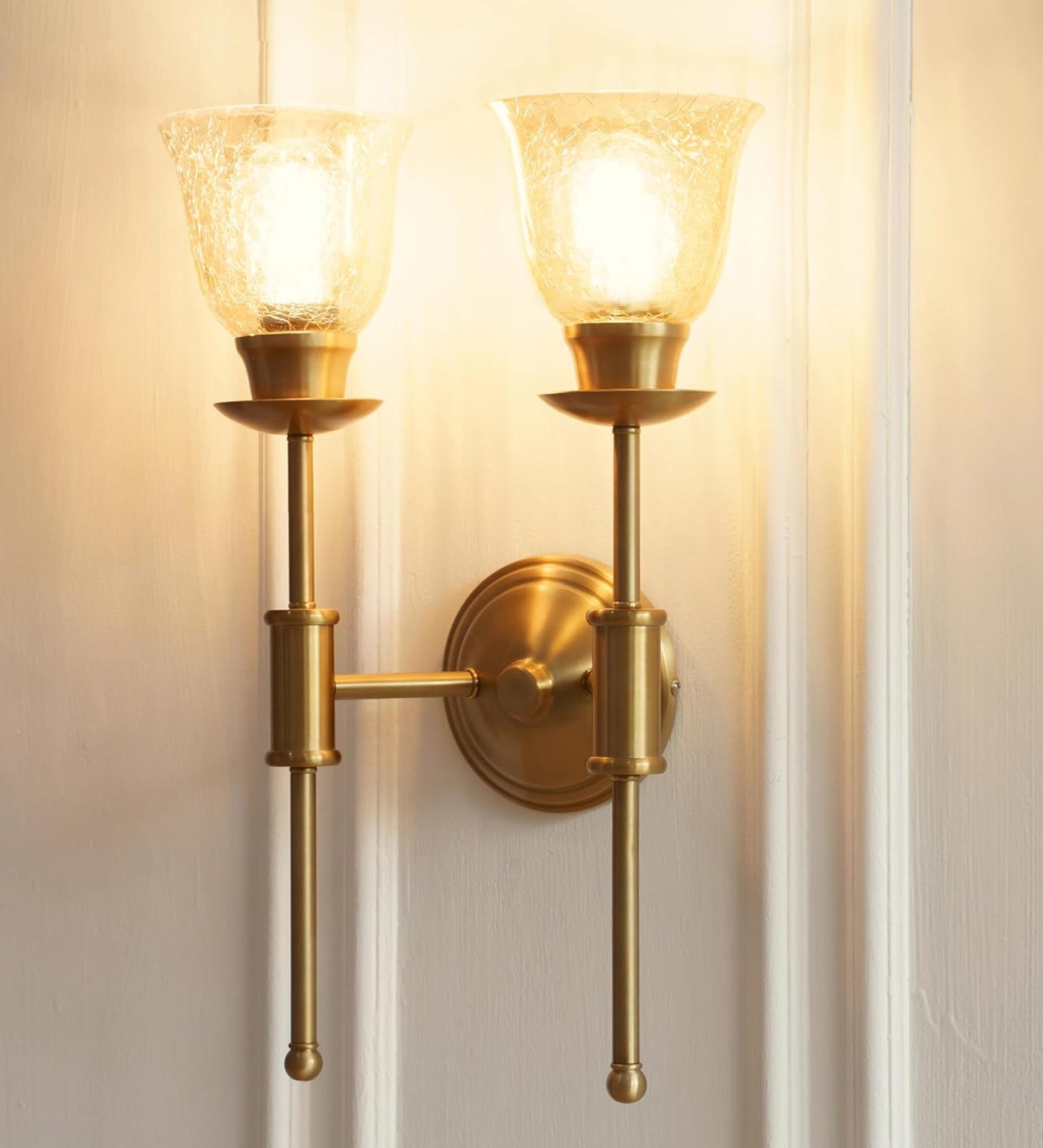 Double Spacer Wall Lamp with Crackled Cup Glass