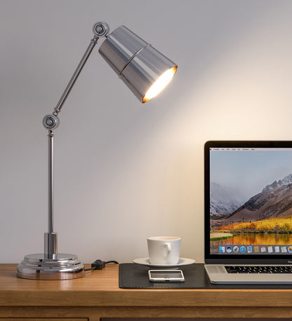 Adjustable Study Desk Lamp, Nickel – Movable Arm