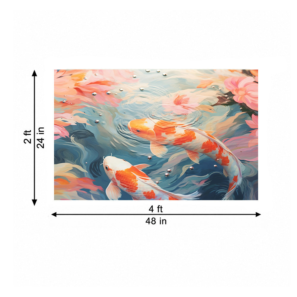 Abstract Koi Fish Wall Painting | Canvas Wall Art for Living Room, Bedroom & Office