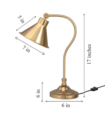 Curved Study Desk Lamp, Antique Brass – Adjustable Head