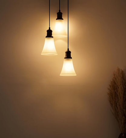 Black Triple Pendant with Frosted Hammered Glass