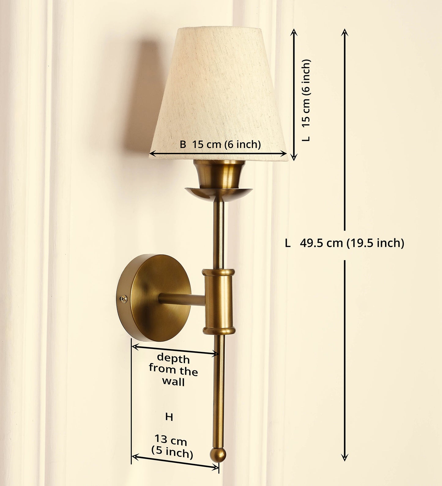 Spacer Wall Lamp with Off White Fabric Shade