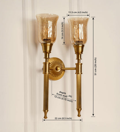 Double Corrugated Wall Lamp with Crackled Glass