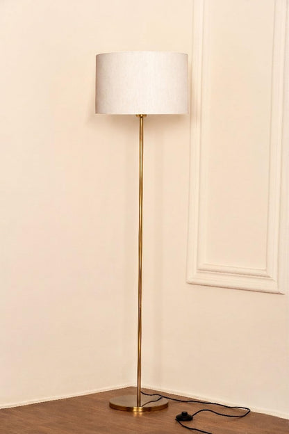 Modern Brass Floor Lamp with 14" Drum Shade
