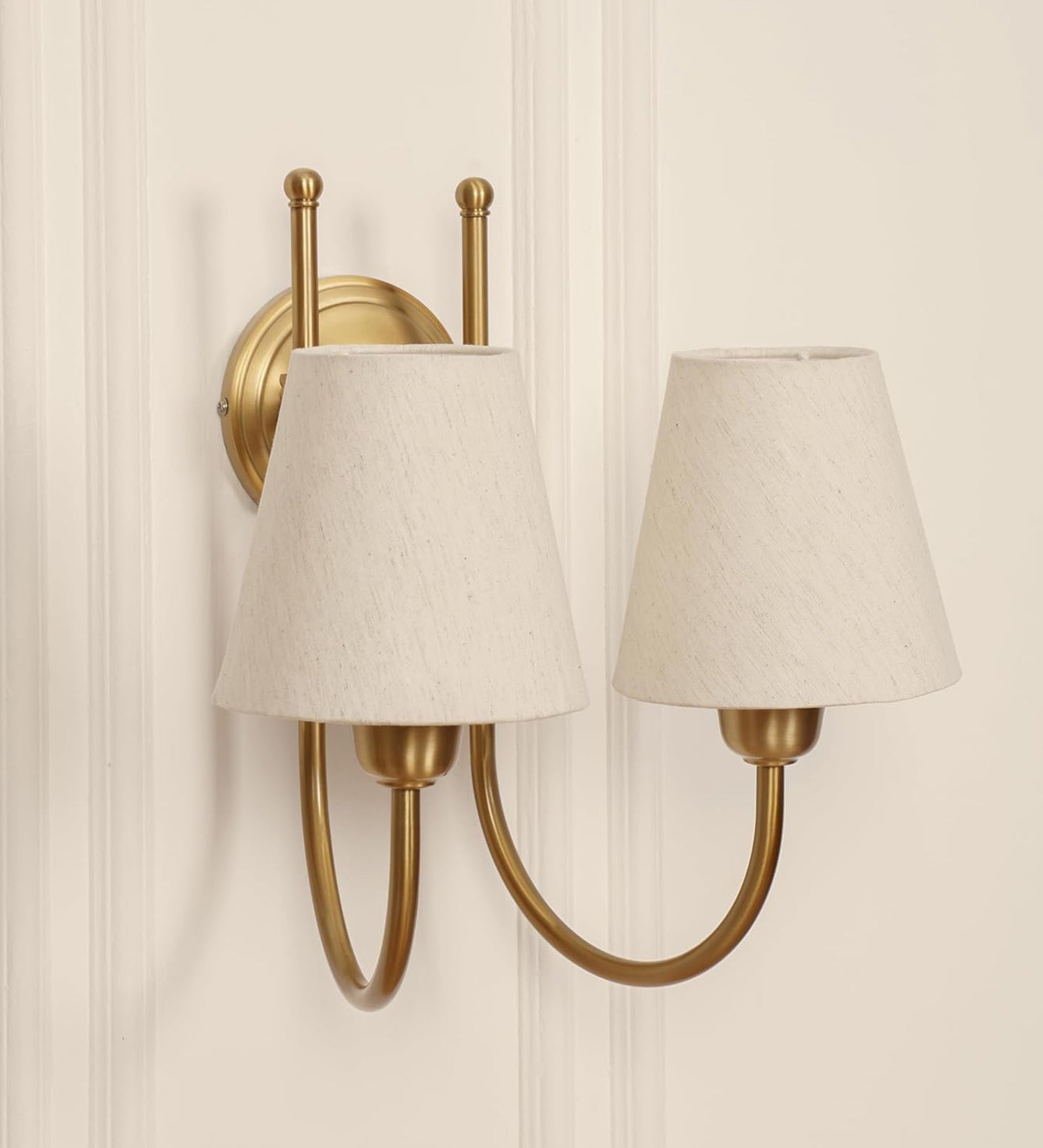 Double Hockey Wall Lamp with Off White Shade