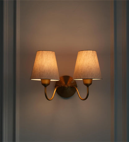 Double Curved Wall Lamp with Off White Shade