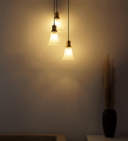 Triple Pendant with Frosted Hammered Glass