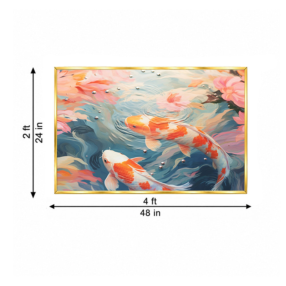 Abstract Koi Fish Wall Painting | Canvas Wall Art for Living Room, Bedroom & Office