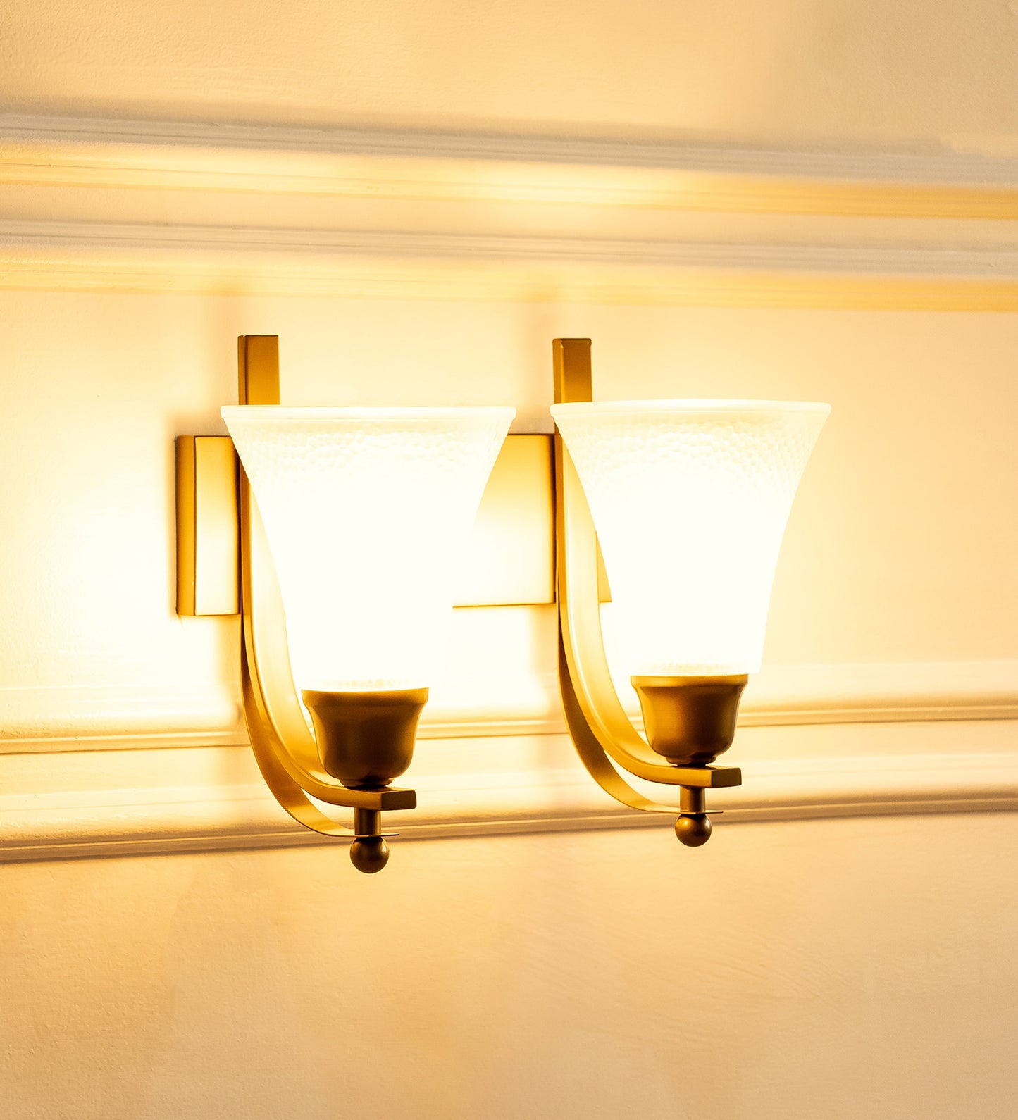 Double J Wall Lamp with Frosted Hammered Glass