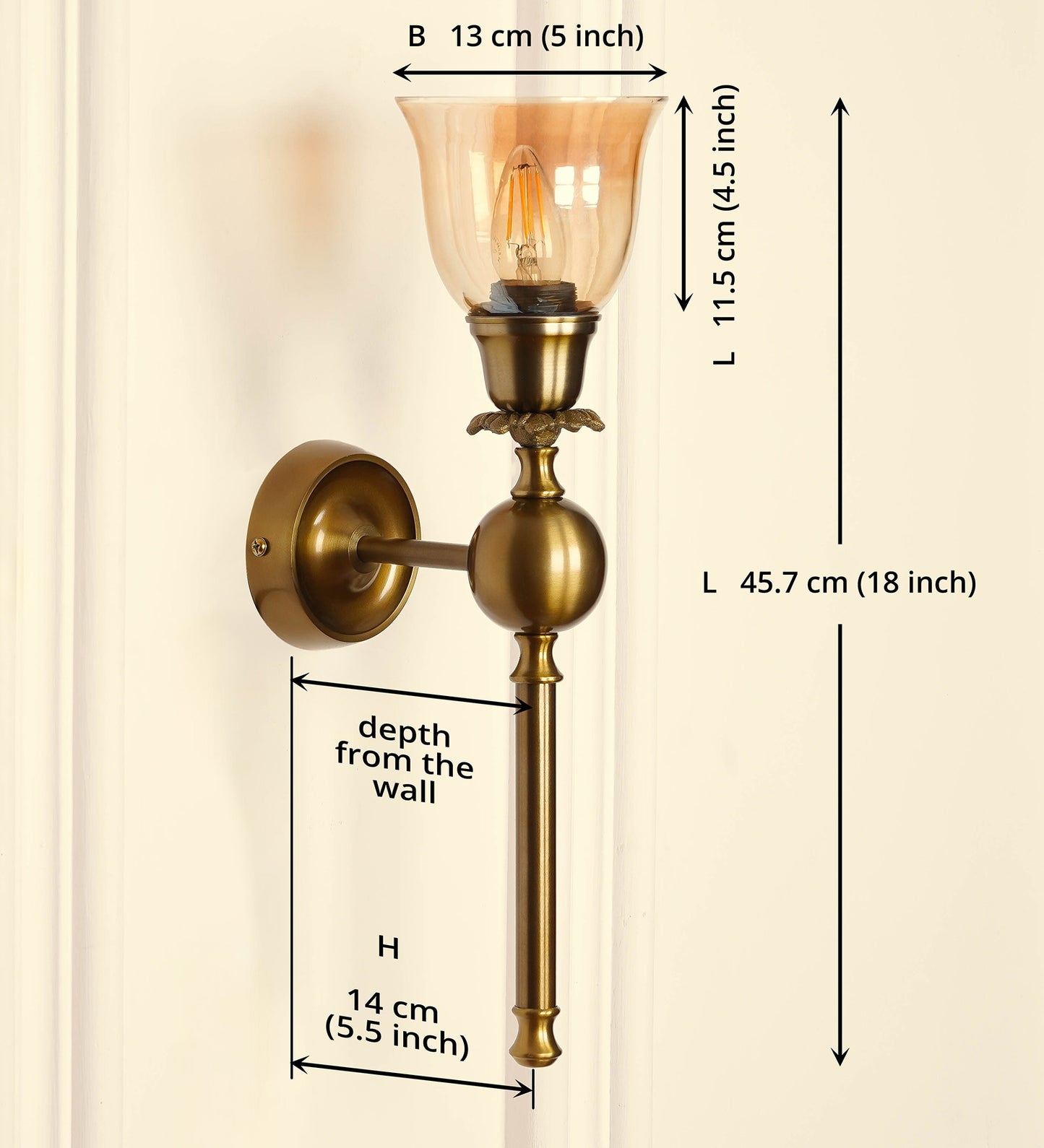 Ball Wall Lamp with Golden Luster Cup Glass