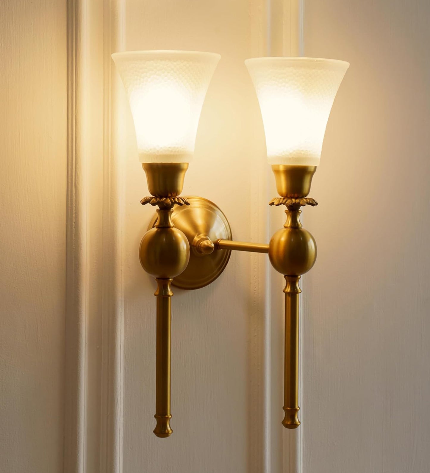 Double Ball Wall Lamp with Frosted Hammered Glass