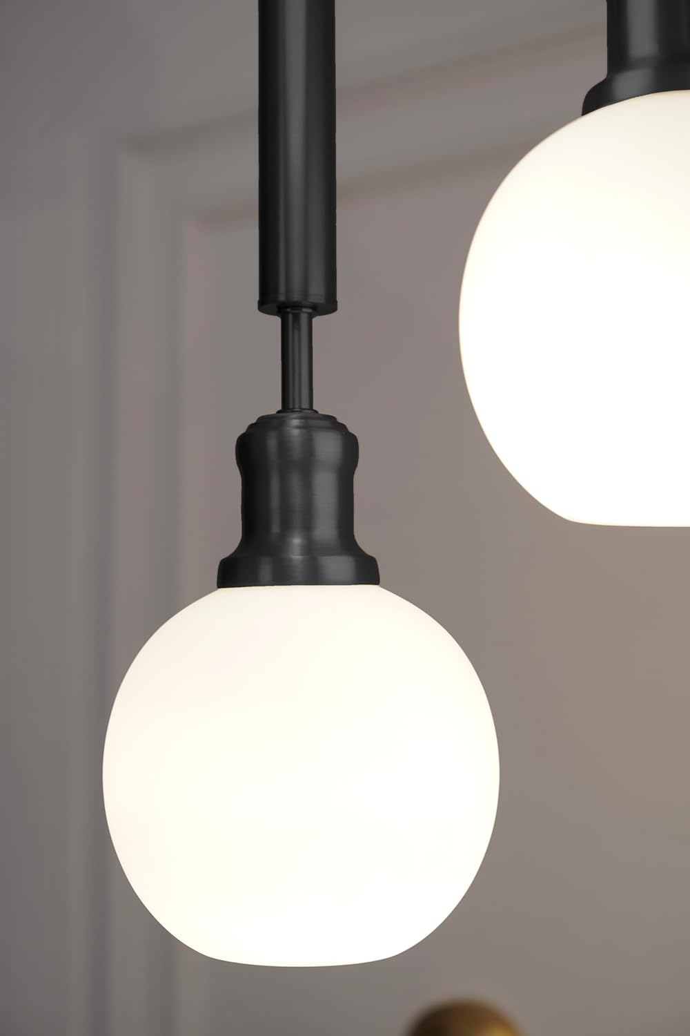 Black Triple Globe Pendant with Frosted White Glass