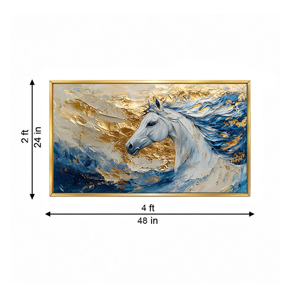 Sepia Homes Majestic White Horse Wall Painting | Canvas Wall Art for Living Room, Bedroom & Office