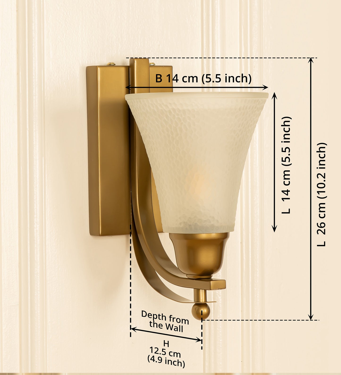 J Wall Lamp with Frosted Hammered Glass