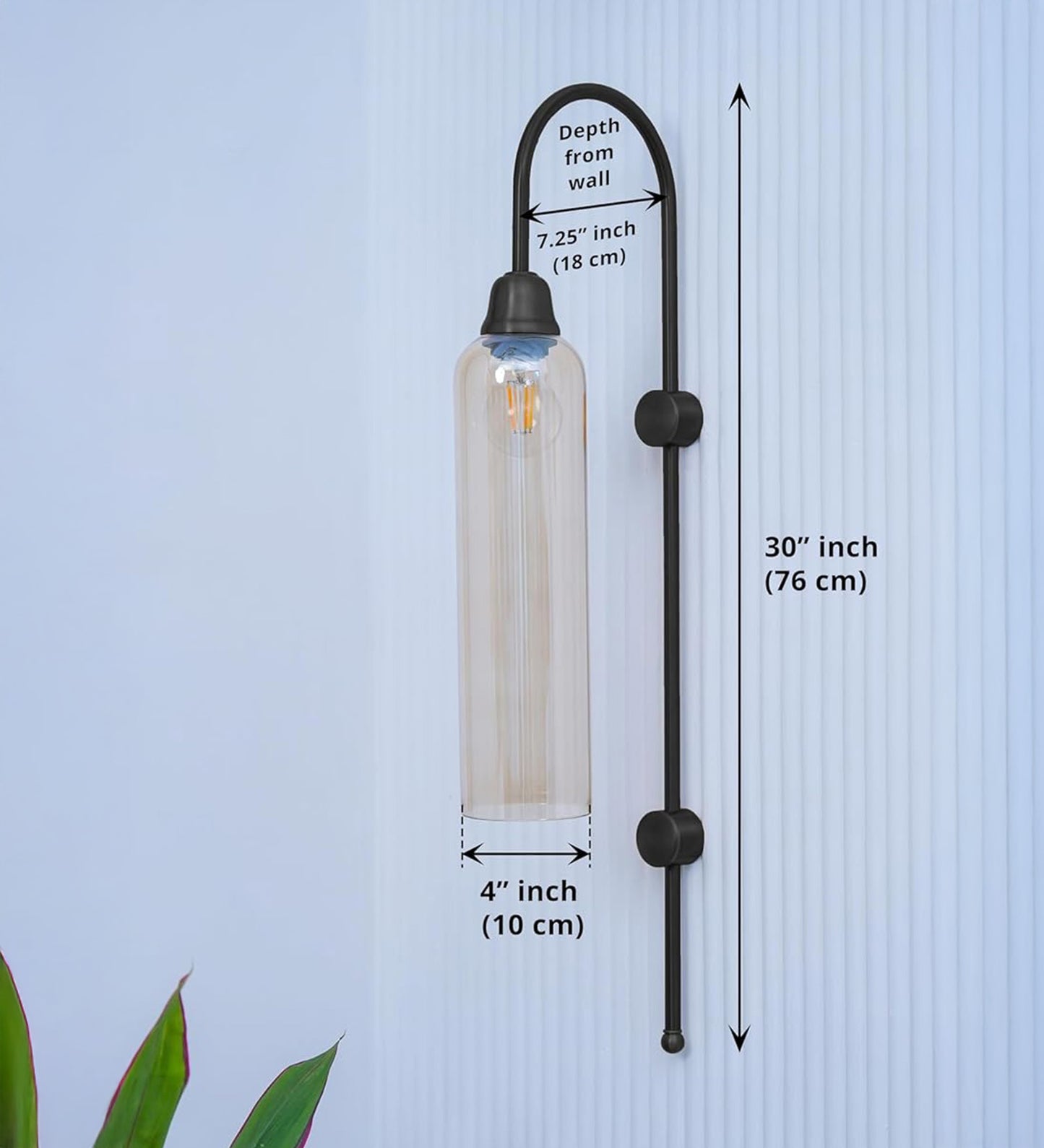 Modern Wall Lamp Black with Golden Glass