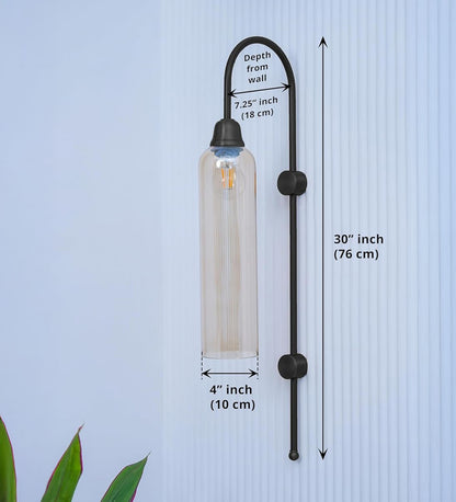 Modern Wall Lamp Black with Golden Glass