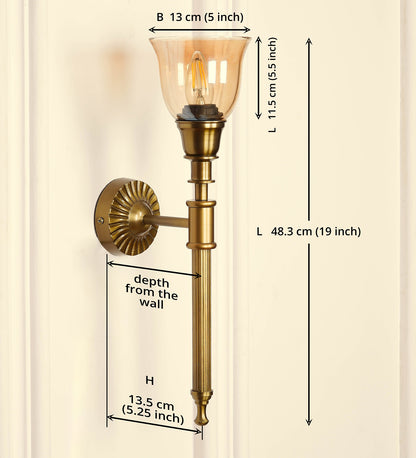 Corrugated Wall Lamp with Golden Luster Cup Glass