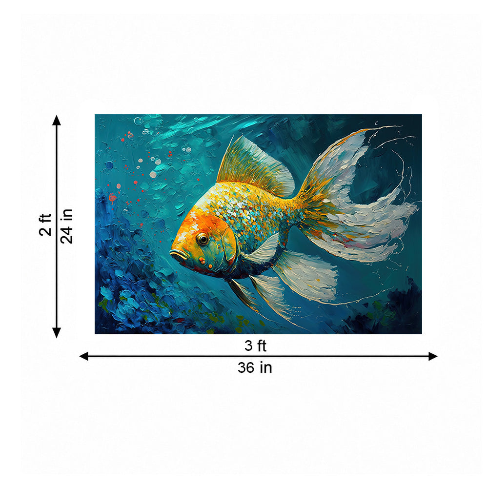 Sea Turtle Underwater Wall Painting | Canvas Wall Art for Living Room, Bedroom & Office