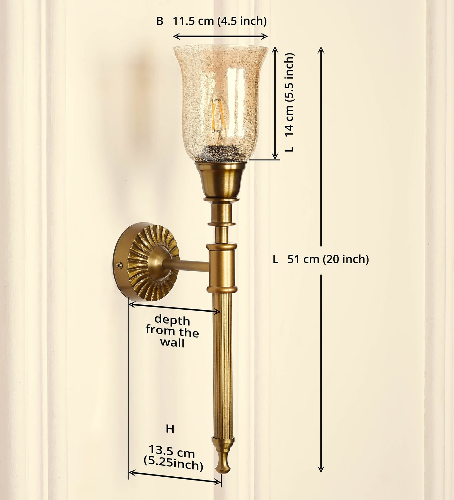 Corrugated Wall Lamp with Crackled Glass