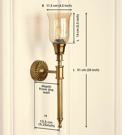 Corrugated Wall Lamp with Crackled Glass