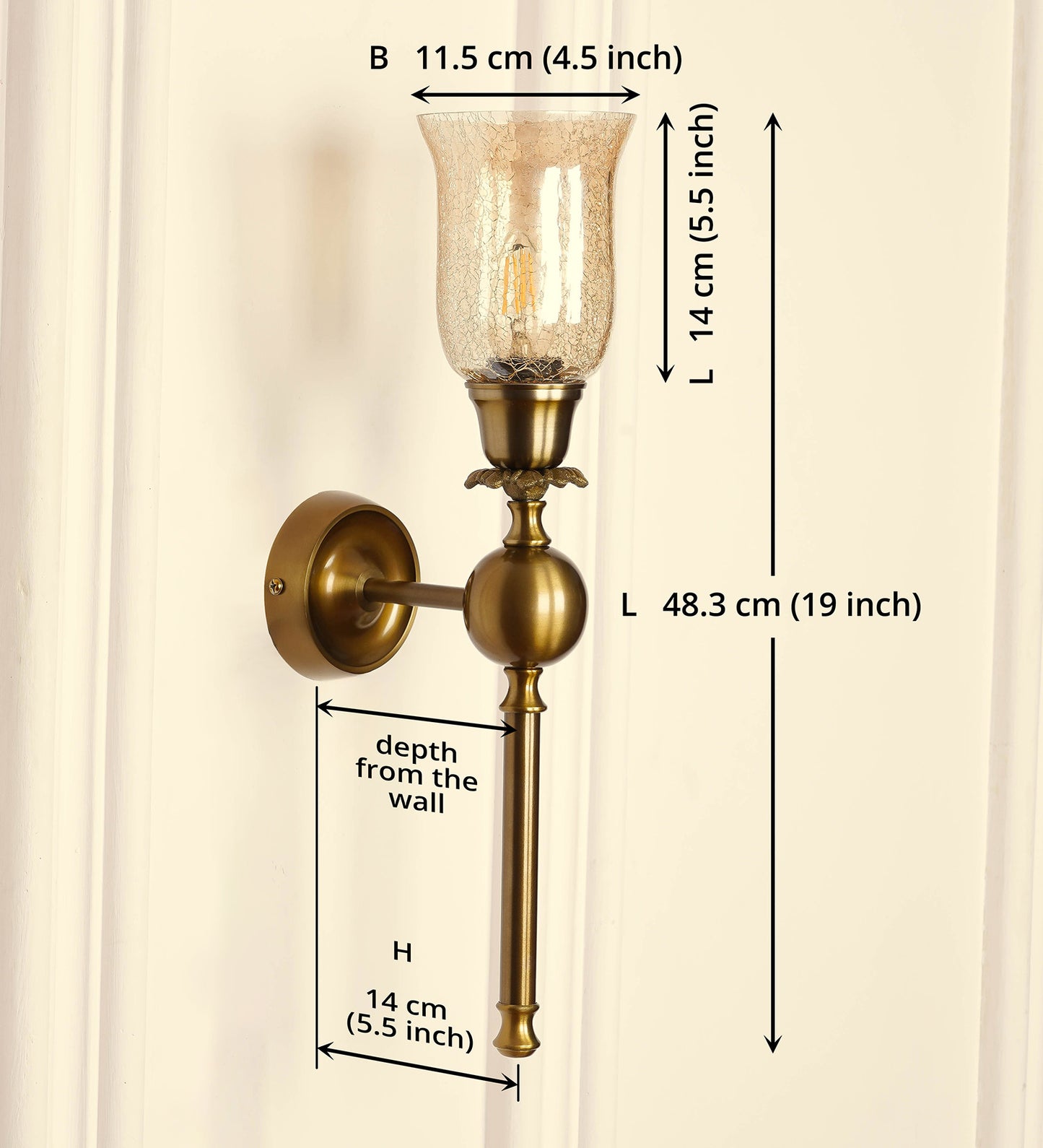 Ball Wall Lamp with Crackled Glass