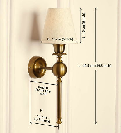 Ball Wall Lamp with Off White Fabric Shade
