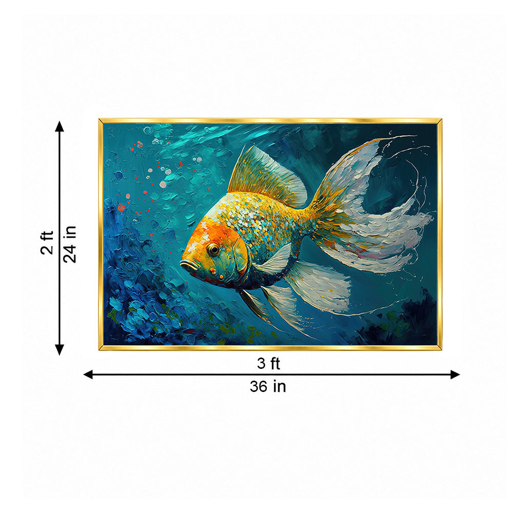 Sea Turtle Underwater Wall Painting | Canvas Wall Art for Living Room, Bedroom & Office
