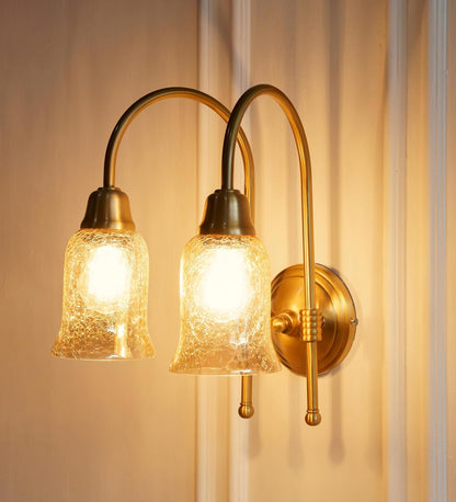 Double Hockey Wall Lamp with Crackled Glass