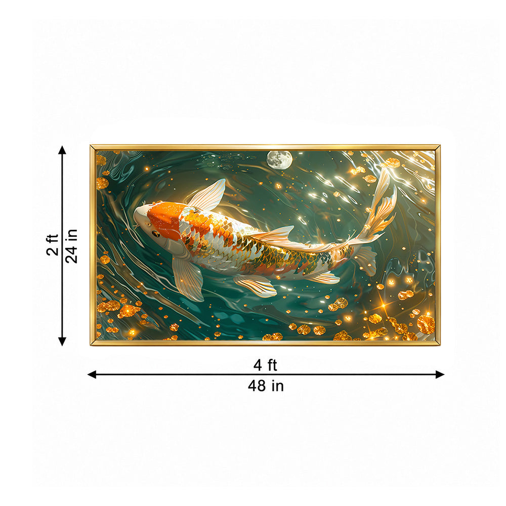 Koi Pond Wall Painting | Canvas Wall Art for Living Room, Bedroom & Office