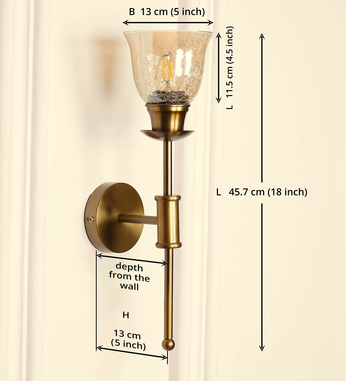 Spacer Wall Lamp with Crackled Cup Glass