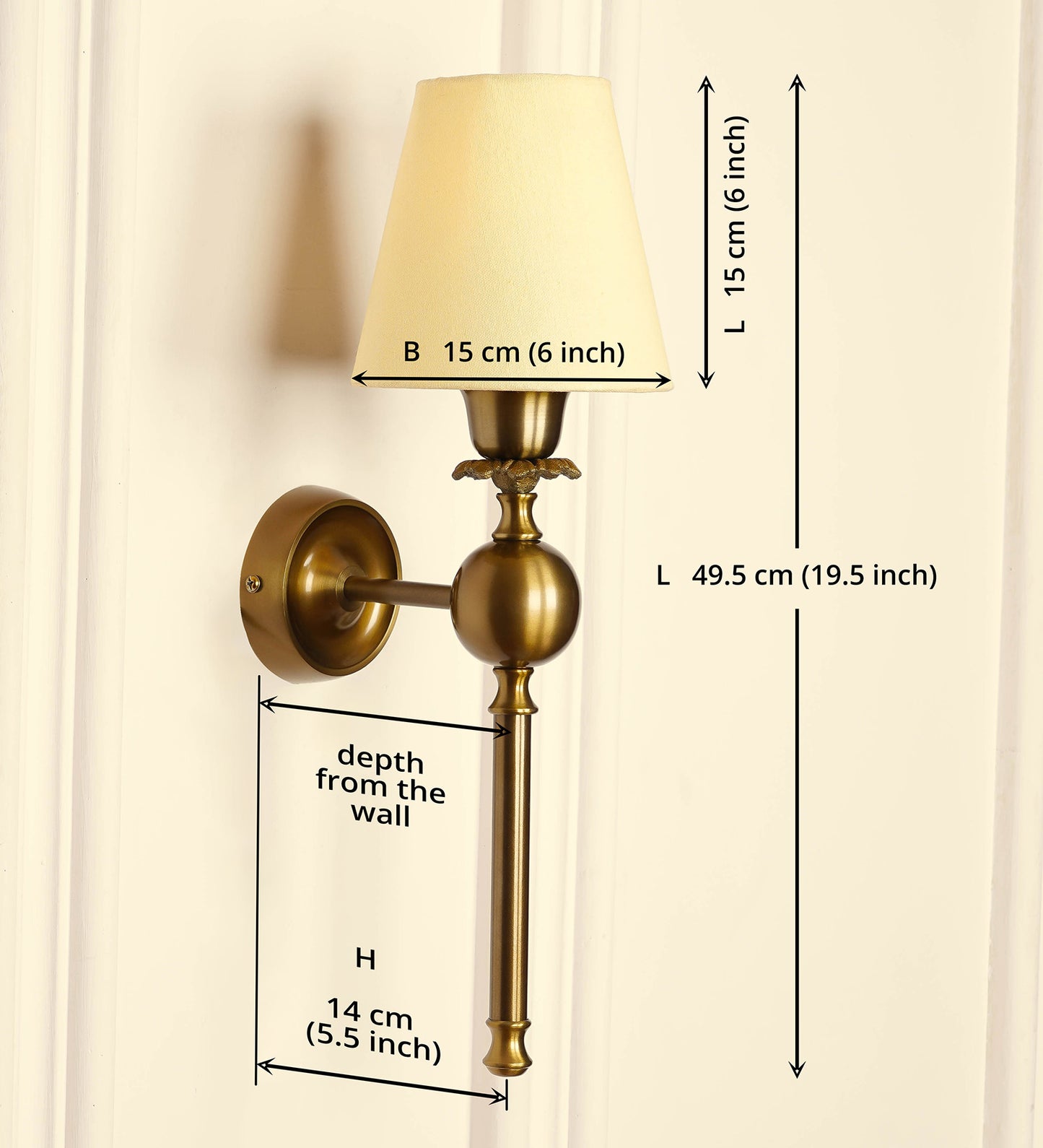 Ball Wall Lamp with Cream Fabric Shade