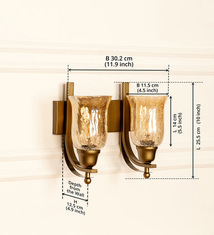 Double J Wall Lamp with Crackled Chimney Glass