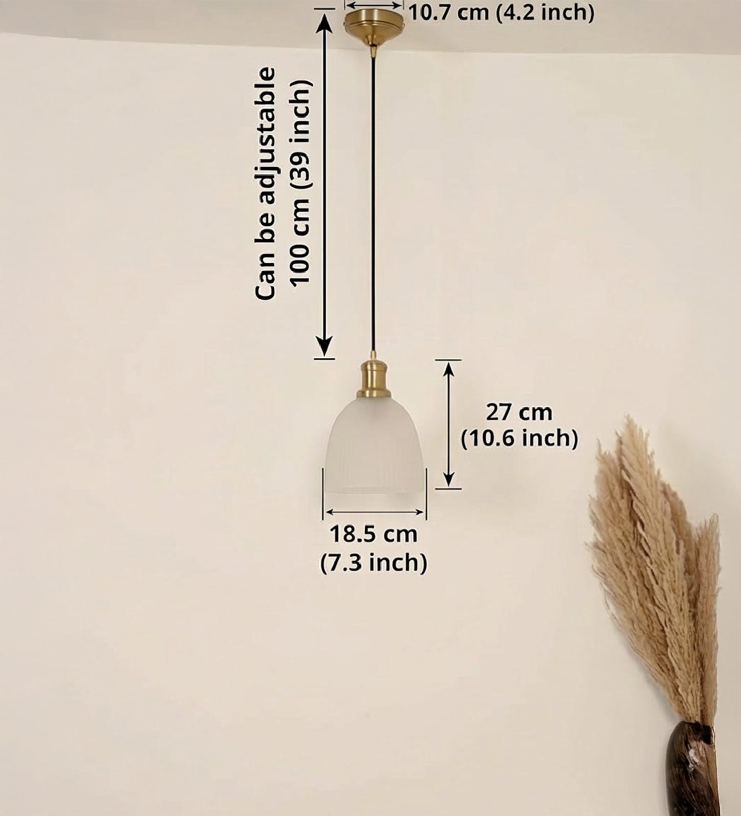 Grooved Frosted Glass Pendant