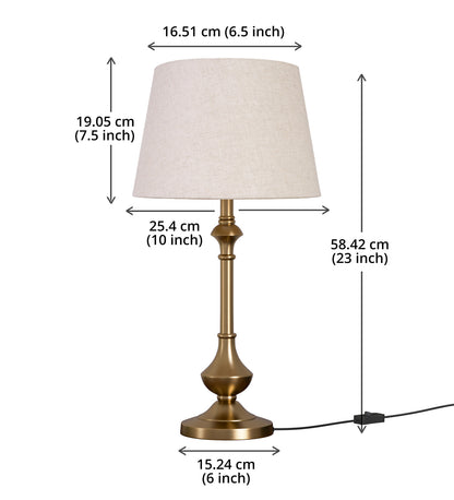Antique Gold Brass Table Lamp (22") – Off-White 10" Shade