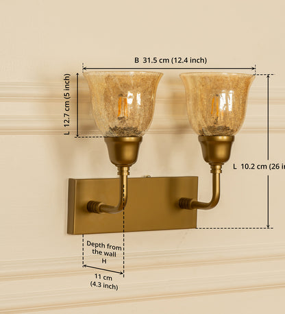Double Elbow Wall Lamp with Crackled Cup Glass