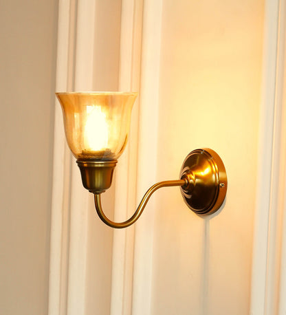 Curved Wall Lamp with Golden Luster Cup Glass