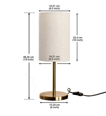 Antique Brass Table Lamp (19") – Off-White Cylinder Shade
