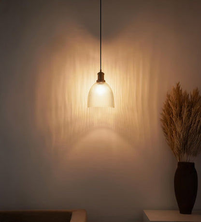 Grooved Transparent Glass Pendant