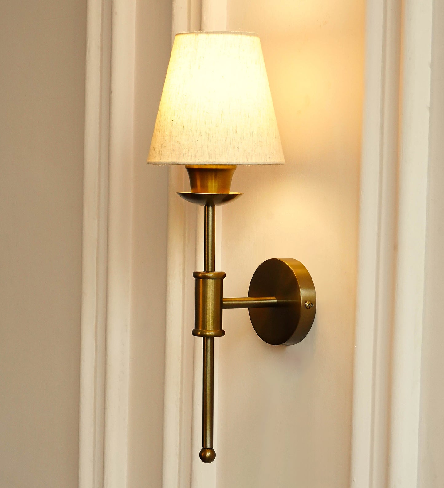 Spacer Wall Lamp with Off White Fabric Shade