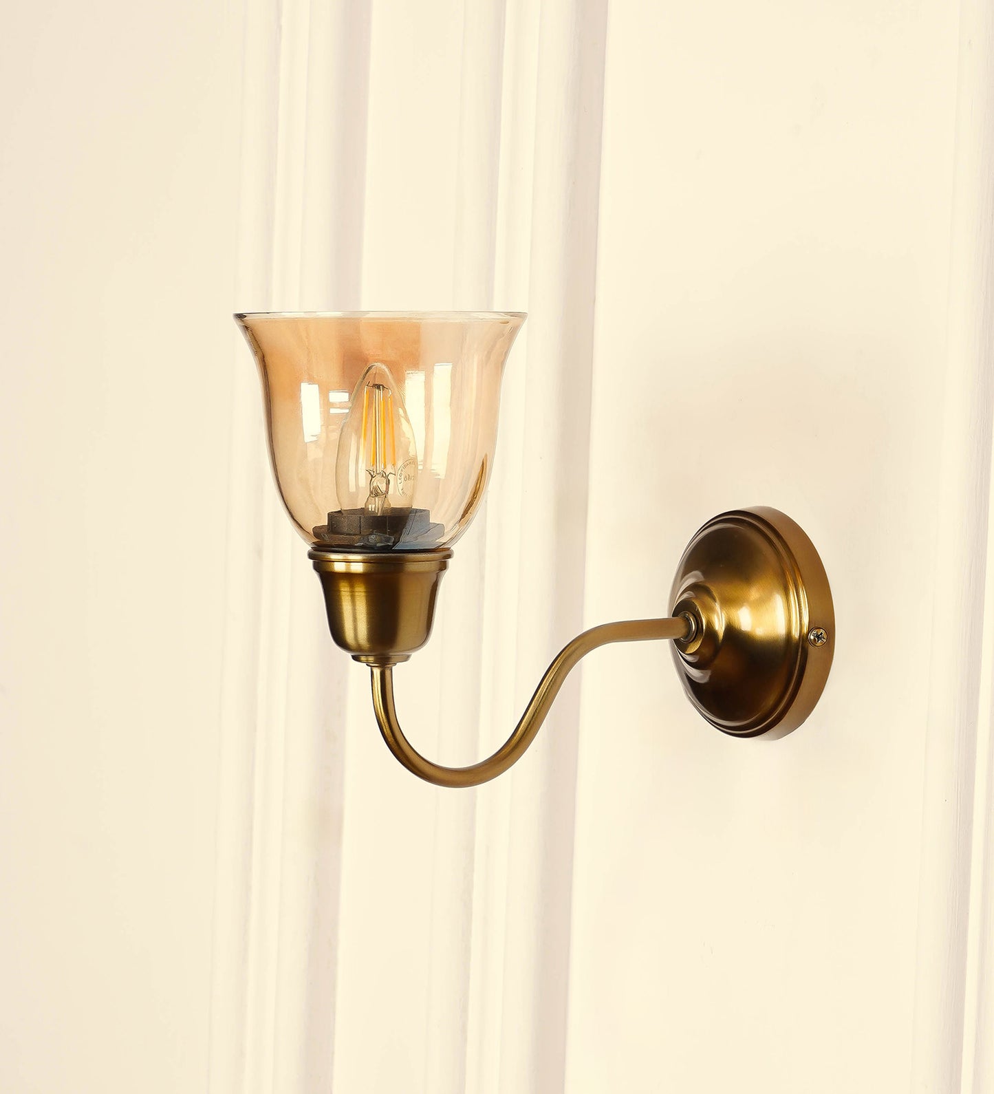 Curved Wall Lamp with Golden Luster Cup Glass