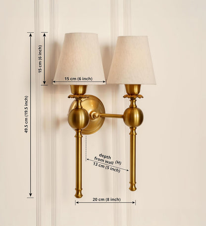 Double Ball Wall Lamp with Off White Shade