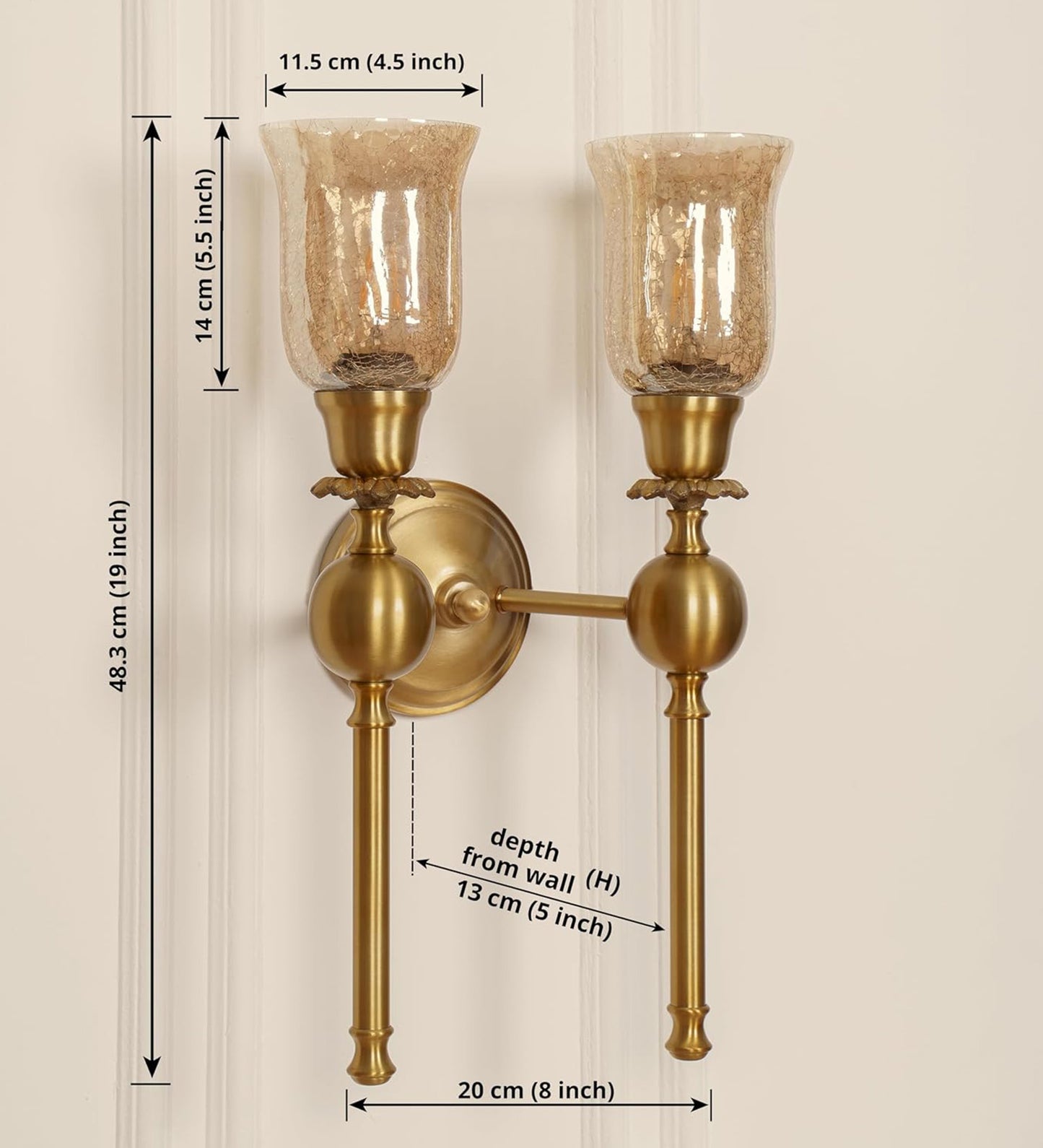 Double Ball Wall Lamp with Crackled Glass