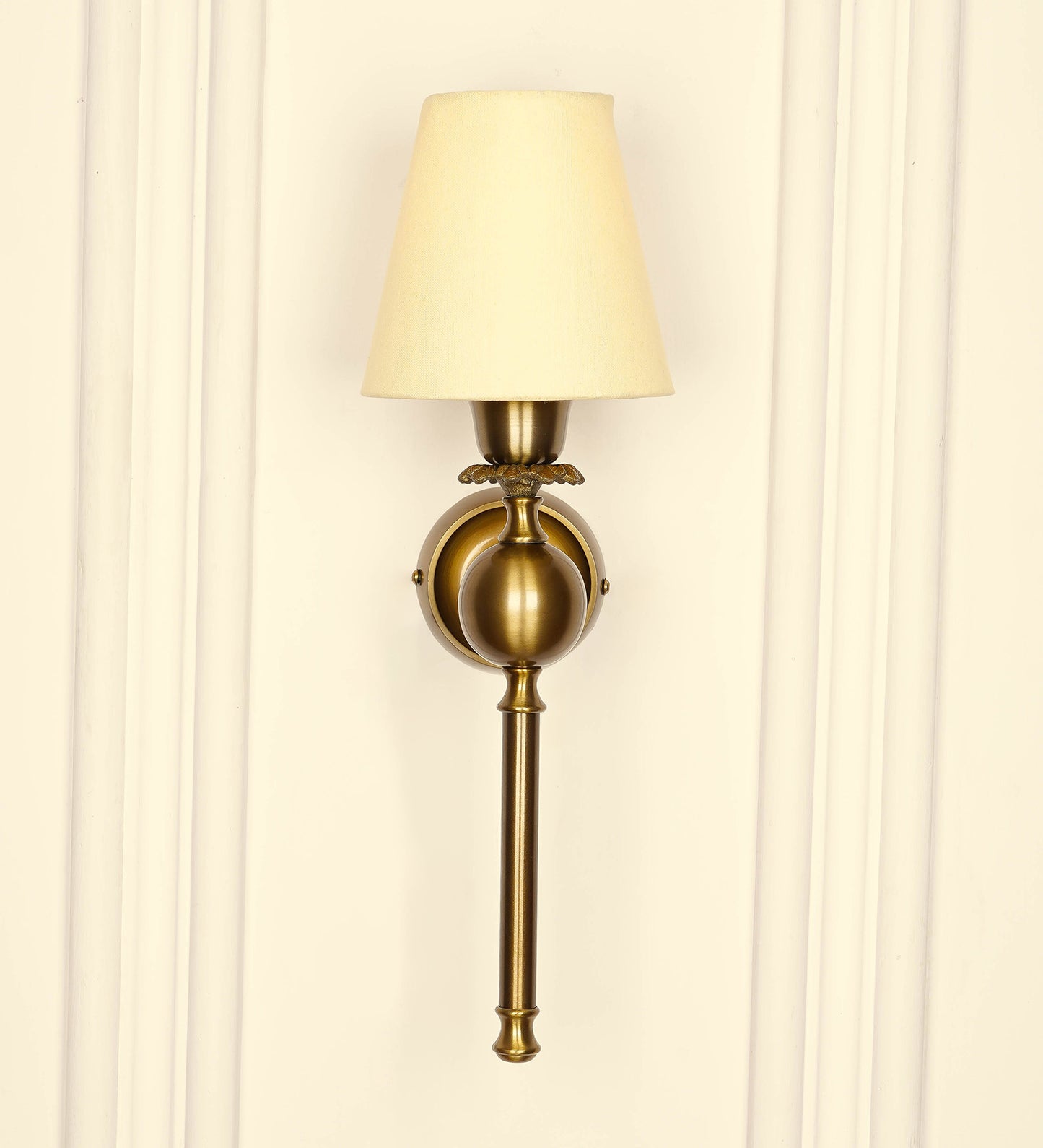 Ball Wall Lamp with Cream Fabric Shade