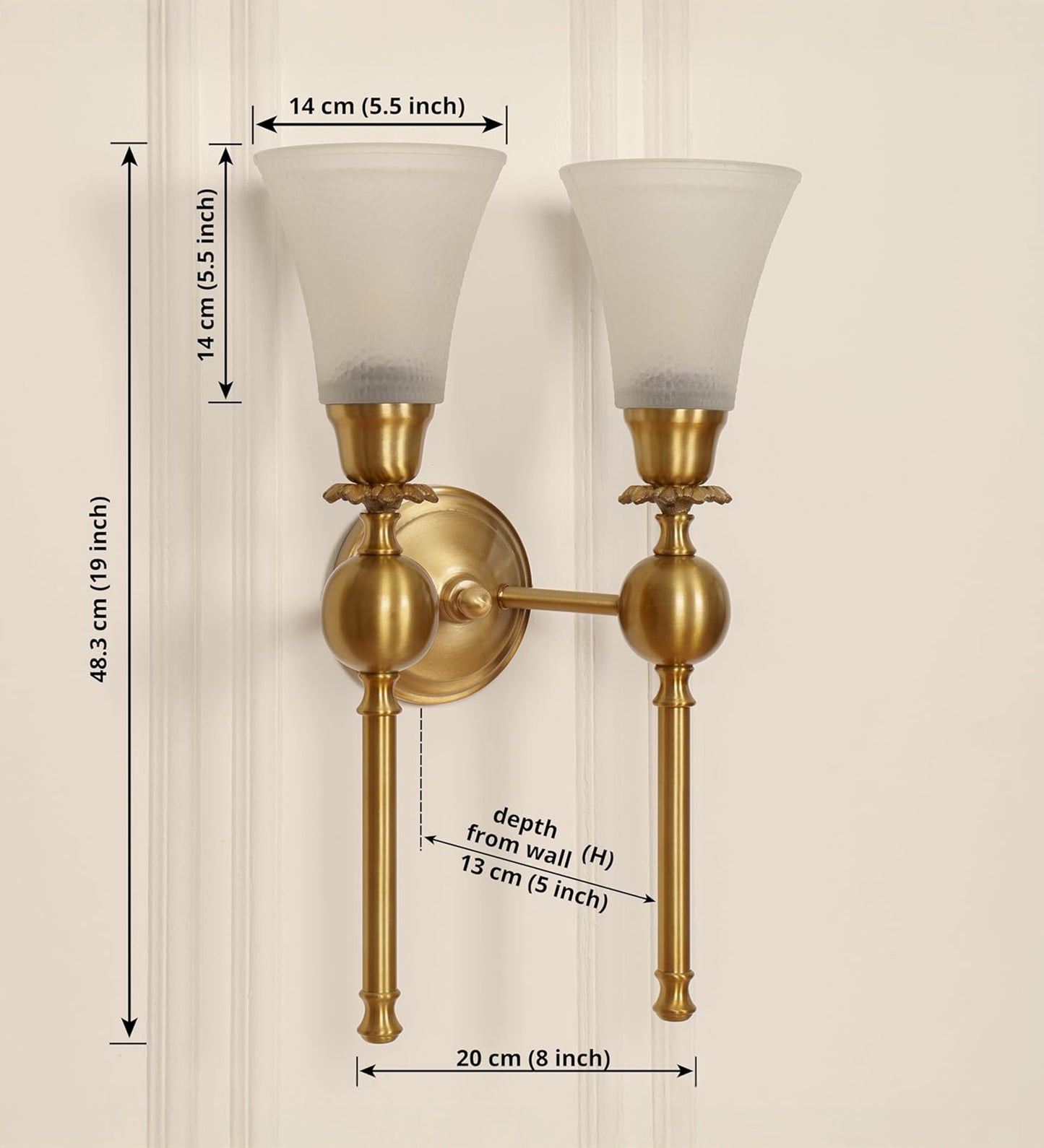 Double Ball Wall Lamp with Frosted Hammered Glass