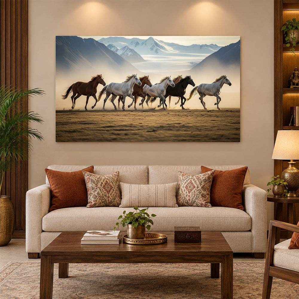 Horse Herd Sunset Wall Painting | Canvas Wall Art for Living Room, Bedroom & Office