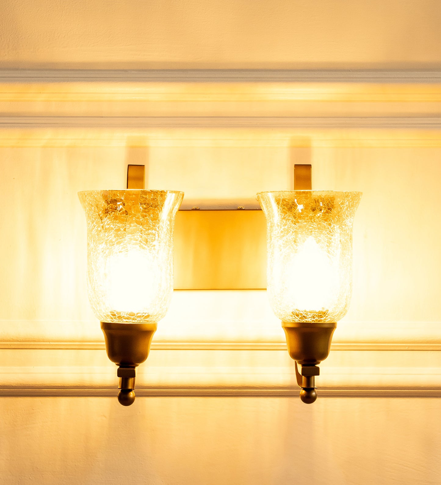 Double J Wall Lamp with Crackled Chimney Glass