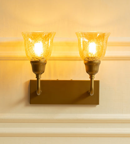 Double Elbow Wall Lamp with Crackled Cup Glass