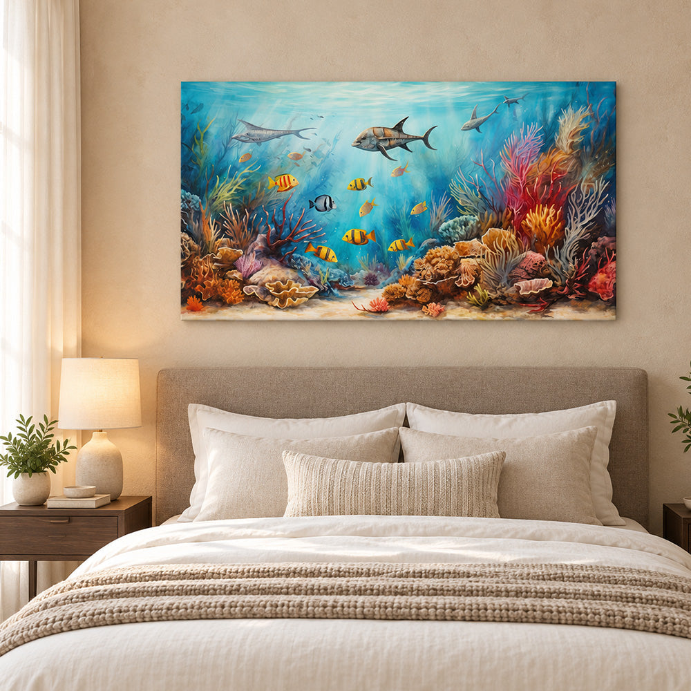 Coral Reef Underwater Wall Painting | Canvas Wall Art for Living Room, Bedroom & Office