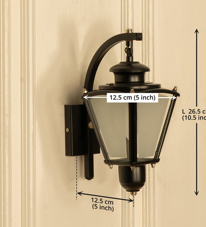 Black Waterproof Lantern Wall Light