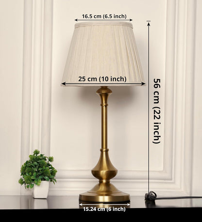 Antique Gold Brass Table Lamp (22") – Pleated 10" Shade